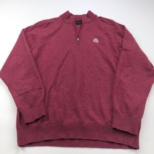 Dunning Large Merino Wool Cashmere Golf 1/4 Quarter Zip Mock Neck Pullover LS